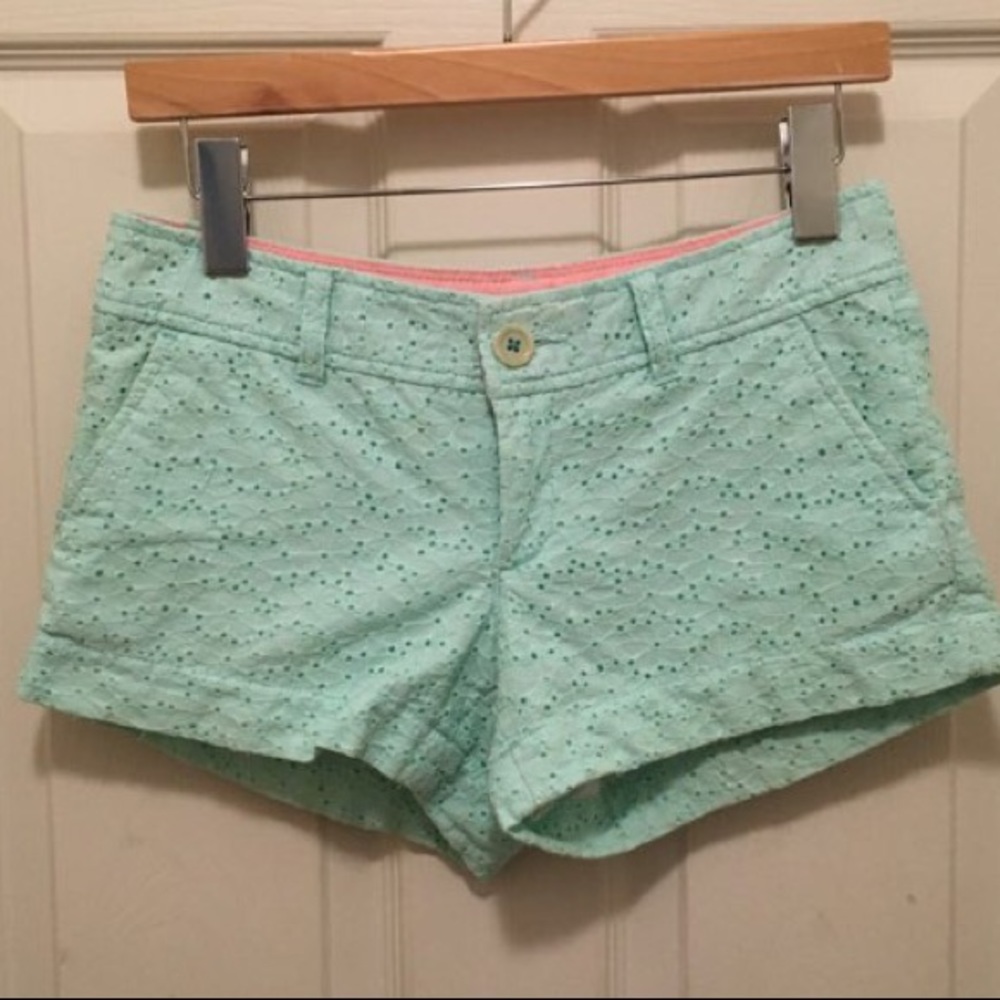 Lilly Pulitzer Light Aqua Blue Walsh Lace Short 0